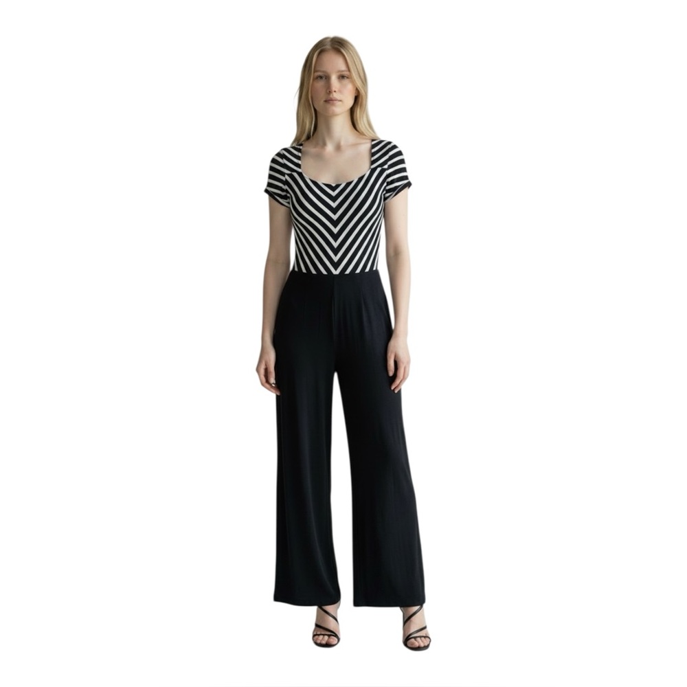 Vintage Cache Wide Leg Striped Night Out Indie Jumpsuit